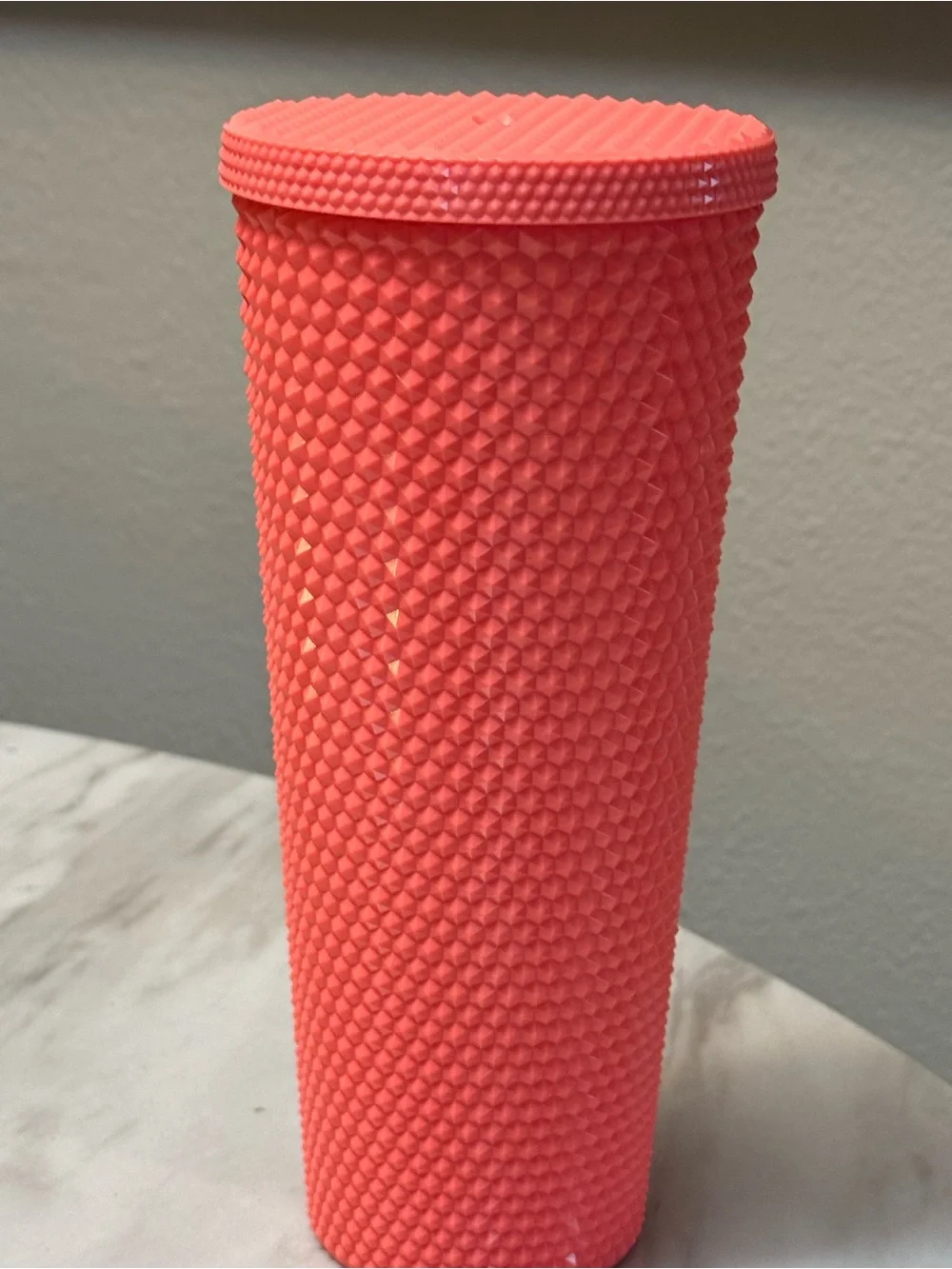 Starbucks pink spike textured tumbler cup with lid siren logo coffee & tea